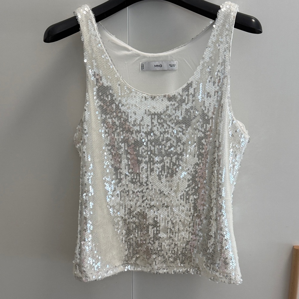 Mango Silver Sequin Tank Top